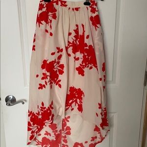 Midi length high low formal skirt